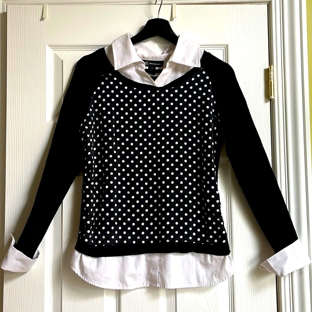 Great top for office - fake layer black & white INC top size S